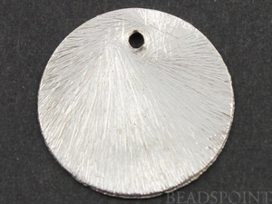 Brush Sterling Silver Flat Round Disc, (BR/6577/15) - Beadspoint