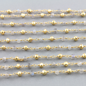 Labradorite and Gold Pyrite Wire Wrapped Rosary, (RS-LBPY-53) - Beadspoint