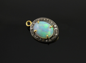 Pave Diamond Ethiopian Opal Pendant, (EOPDIA-05) - Beadspoint