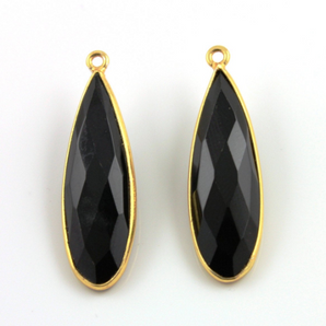 Black Onyx Faceted Pear Bezel, (BZC9020/BLK) - Beadspoint