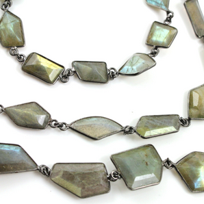 Labradorite Fancy Bezel Connector Chain, (LAB-FNCY-05) - Beadspoint