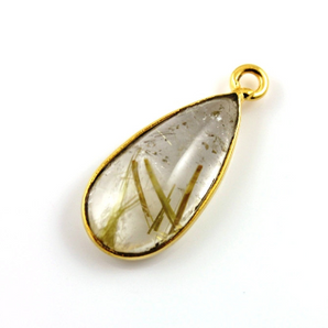 Gold Rutiliated Quartz Bezel, (RTPNDT031-C) - Beadspoint