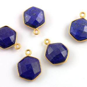 Lapis Faceted Modern Hexagon Shape Bezel, (BZC9025/LAP) - Beadspoint