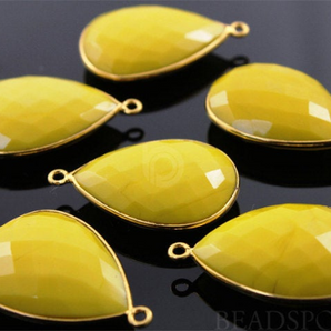 Stabilized Yellow Turquoise Faceted Pear Shape Bezel, (BZC7092) - Beadspoint