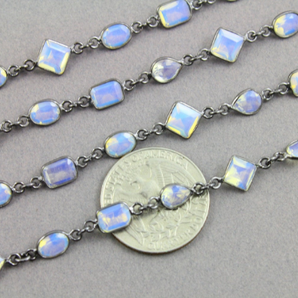 Faceted Bezel Chain, (BC-OPL-103) - Beadspoint