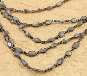 Labradorite Mixed Faceted Bezel Chain, (BC-LAB-43) - Beadspoint