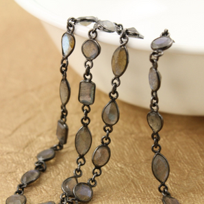 Labradorite Mixed Faceted Bezel Chain, (BC-LAB-43) - Beadspoint