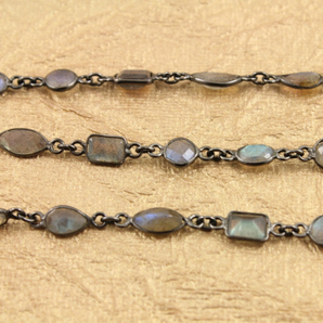Labradorite Mixed Faceted Bezel Chain, (BC-LAB-43) - Beadspoint