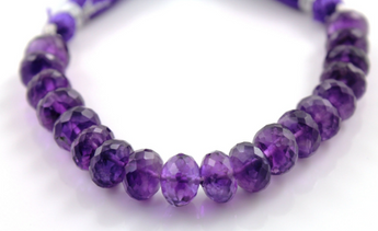 African Amethyst Gemstone Roundels, 1 Strand, (AM/frndl/7-8) - Beadspoint