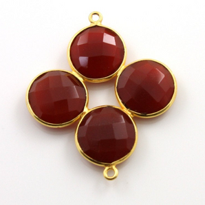 Carnelian Faceted 1.3'' Long Coin Bezel, (BZC8084) - Beadspoint