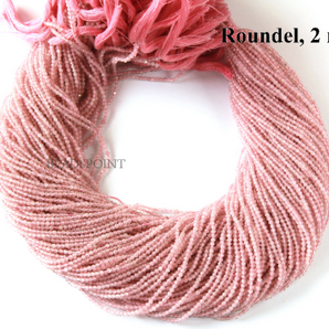 Rose Quartz Faceted Rondelle Beads, (RSQ-2-RNDL) - Beadspoint