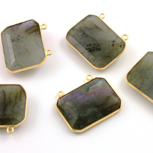 Labradorite Faceted Rectangle Pendant, (BZC8001/LAB) - Beadspoint