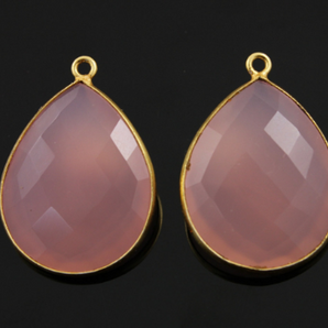 Rose Quartz Faceted Pear Shape Bezel, (BZCT1000) - Beadspoint