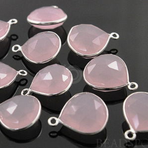 Rose Quartz Faceted Heart Shape Bezel, (SSBZ6096) - Beadspoint