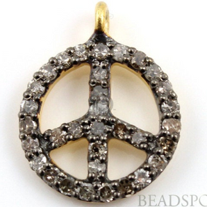 Pave Diamond Peace Charm, (DCH/CR15) - Beadspoint