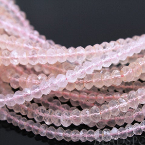 Rose Quartz Micro Faceted Roundels, (RQmicFRNDL) - Beadspoint