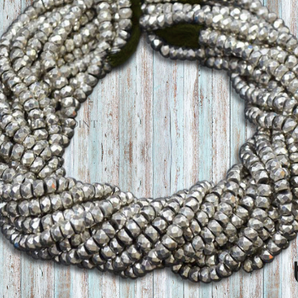 Silver Pyrite Faceted Roundel Beads, (SPRT6FRNDL) - Beadspoint