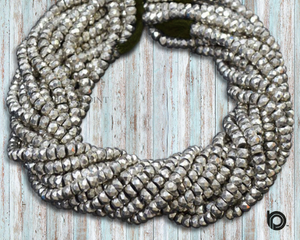 Silver Pyrite Faceted Roundel Beads, (SPRT6FRNDL) - Beadspoint
