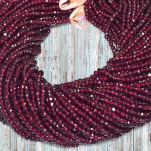 Rhodolite Garnet Faceted Rondelle Beads, (GNTR375RNDL) - Beadspoint