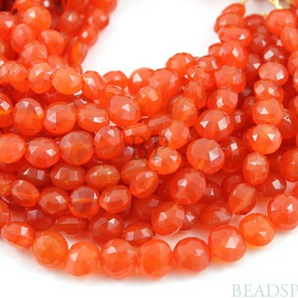 Carnelian Faceted Round Coins, (CAR8-9COIN ) - Beadspoint