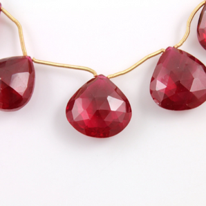 Red Quartz Faceted Heart Drops, (RQTZ/12x11mm/PEAR) - Beadspoint