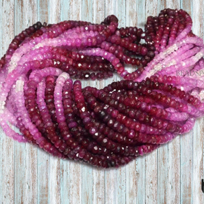 Ruby Faceted Roundel Beads, (RBY2504RNDL) - Beadspoint