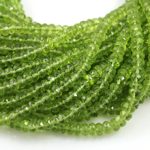 Green Peridot Faceted Roundels, (PERI/4mm/RND) - Beadspoint