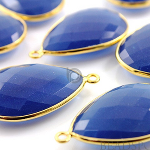 Blue Sapphire Chalcedony Faceted Pear Shape Bezel, (BZC7088) - Beadspoint