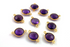 Purple Amethyst Faceted Round Bezel Connector, (BZCT3001)