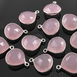 Rose Quartz Faceted Pear Shape Bezel, (SSBZ7021) - Beadspoint