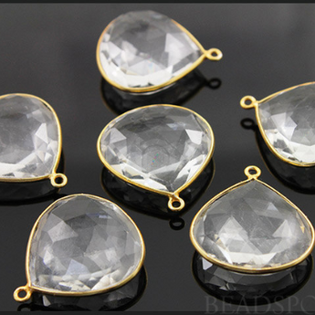 Rock Crystal Faceted Heart Bezel, (BZC7000) - Beadspoint