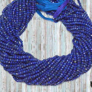 Lapis Faceted Roundel Beads, (LPS35RNDL) - Beadspoint