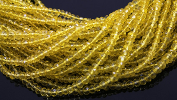 Lemon Topaz Faceted Rondelle Beads, (LMNTZ-RNDL) - Beadspoint