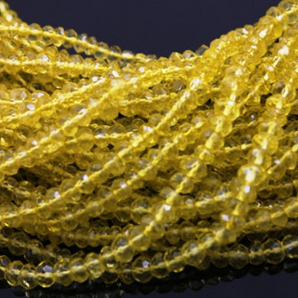 Lemon Topaz Faceted Rondelle Beads, (LMNTZ-RNDL) - Beadspoint