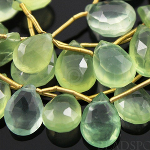 Natural Phrenite Faceted Pear Drops, ( PRENSMGRADPear) - Beadspoint