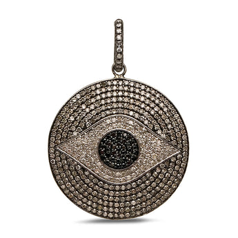 Pave Diamond Evil eye pendant with black sapphire, (DPL-2393) - Beadspoint