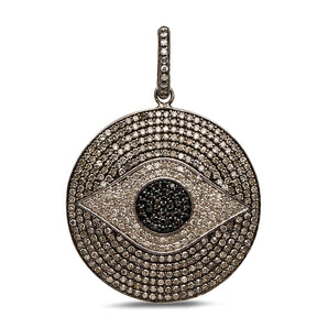 Pave Diamond Evil eye pendant with black sapphire, (DPL-2393) - Beadspoint