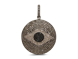 Pave Diamond Evil eye pendant with black sapphire, (DPL-2393) - Beadspoint