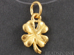 24K Gold Vermeil Over Sterling Silver Clover Charm -- VM/CH4/CR46 - Beadspoint