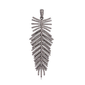 Pave Diamond Large Feather Pendant, (DPL-2384) - Beadspoint