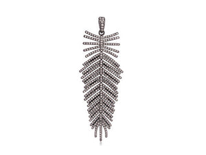 Pave Diamond Large Feather Pendant, (DPL-2384) - Beadspoint