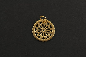 24K Gold Vermeil Over Sterling Silver Carved-Out Flower Charm  -- VM/CH4/CR79 - Beadspoint
