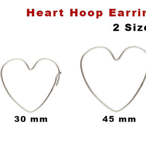 Sterling Silver Heart Shaped Hoops Earrings, 2 Sizes, (SS/747)
