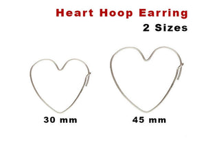 Sterling Silver Heart Shaped Hoops Earrings, 2 Sizes, (SS/747)