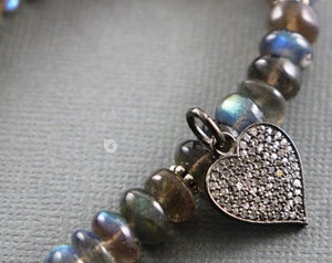 Pave Diamond Heart Charm-- DCH-124 - Beadspoint