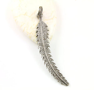 Pave Diamond Leaf and Feather Pendant -- DPL-2279 - Beadspoint