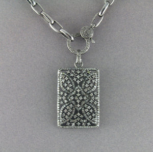 Pave Diamond Rectangle Designer Pendant -- DP-1158 - Beadspoint