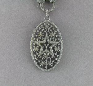 Pave Diamond Oval Pendant --DP-1287 - Beadspoint