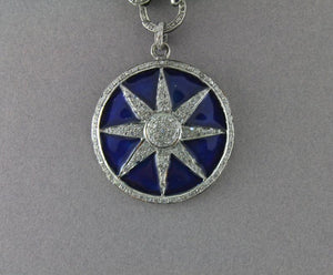 Pave Diamond Enamel Blue Star Pendant --DP-1309 - Beadspoint