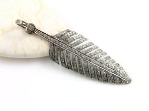 Pave Diamond Feather Pendant -- DP-1007 - Beadspoint